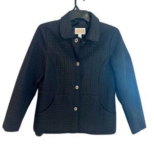 Talbots Women's Quilted Jacket Black Size L Mid-Length Casual